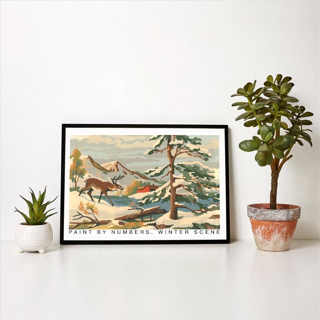 Found Image Press - Wholesale Art Print - Art Print PN-10 Paint by Numbers, Winter Scene1