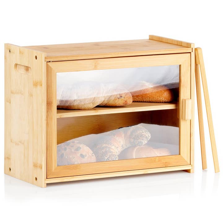 Brotkasten Bambus mit Zange 2-lagig 40x20x31 cm für den Großhandel von Vilde