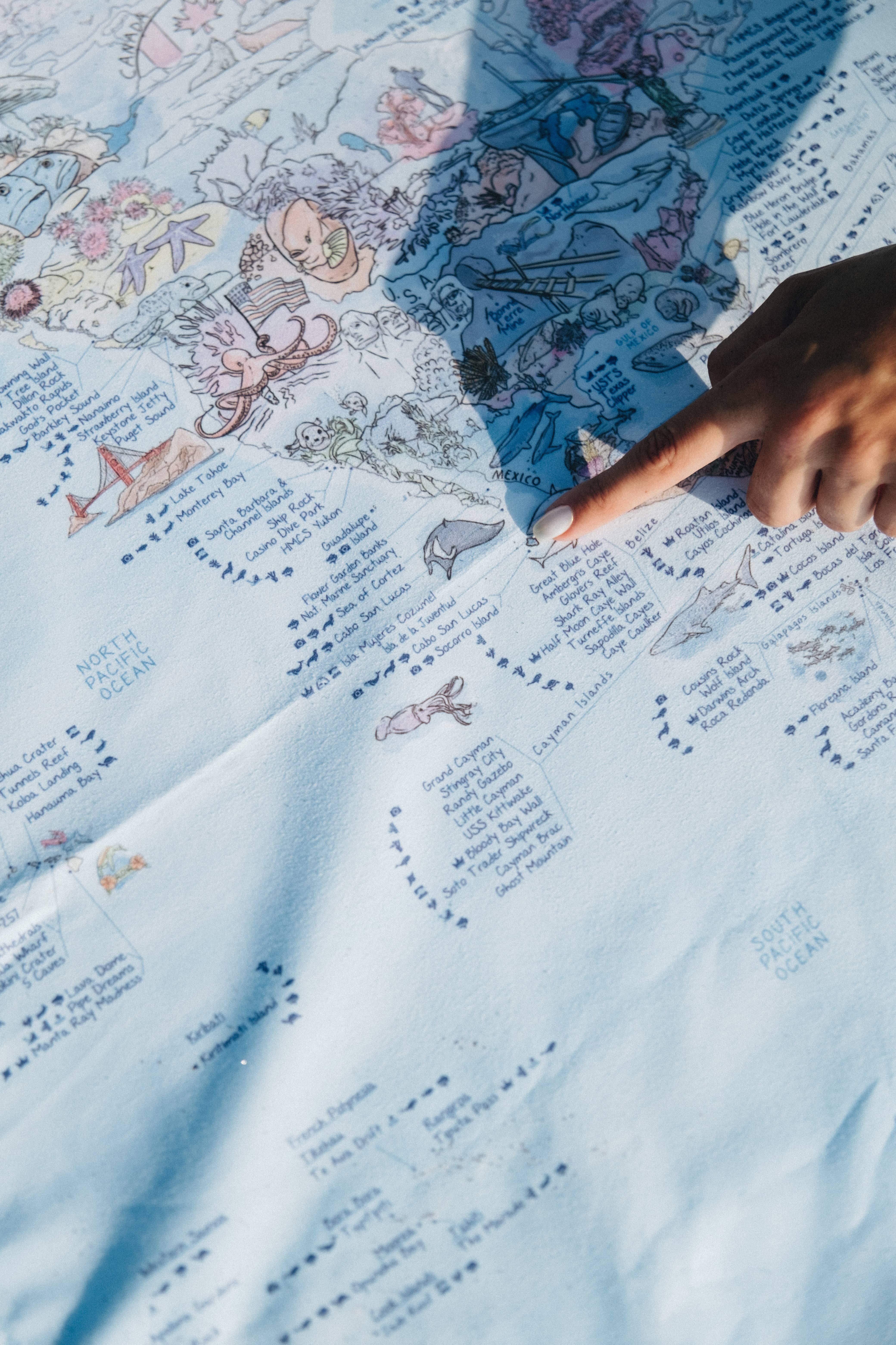 Awesome Maps - Wholesale Beach Towel - Dive Map Towel | 500 Dive Spots on a Beach Towel1