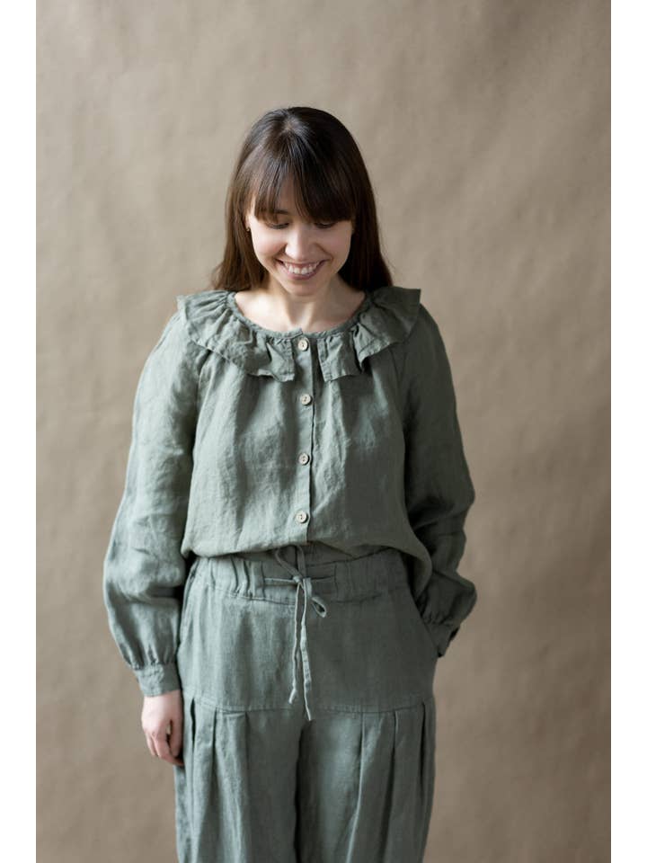 La Petite Alice – Túnica - Mulher por atacado – Túnica de Linho Oversized Polly com Mangas Compridas
