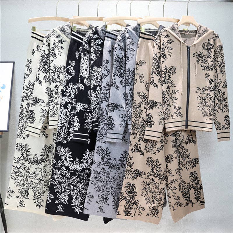 safistyle - Wholesale Lounge Set - Women's - Floral Hoodie and Wide-Leg Pants Set4