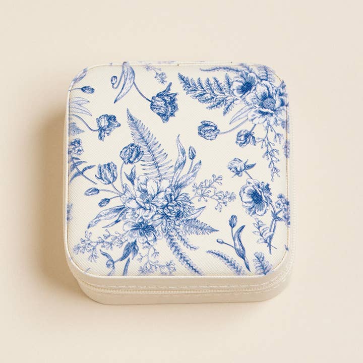Navy Blue Blossom Jewelry Box -Travel size for wholesale on Faire