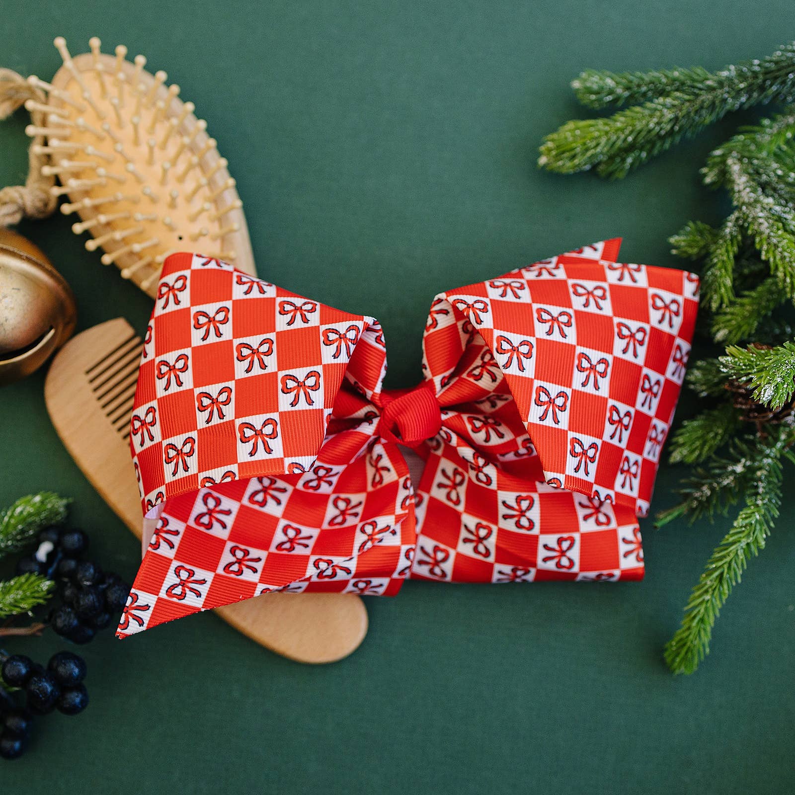 Golden Dot Lane - Vente Nœud pour cheveux – enfant - Noeud pour cheveux en gros-grain à carreaux rouges de 7 pouces2