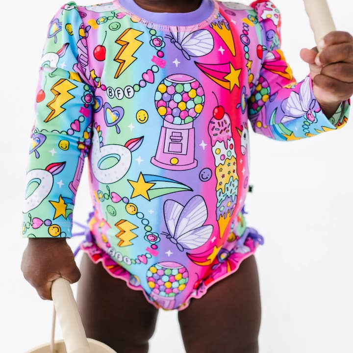 Kiki + Lulu - Wholesale One Piece Swimsuit - Kids - Rocket Lion Long Sleeve Ruffle Swimsuit