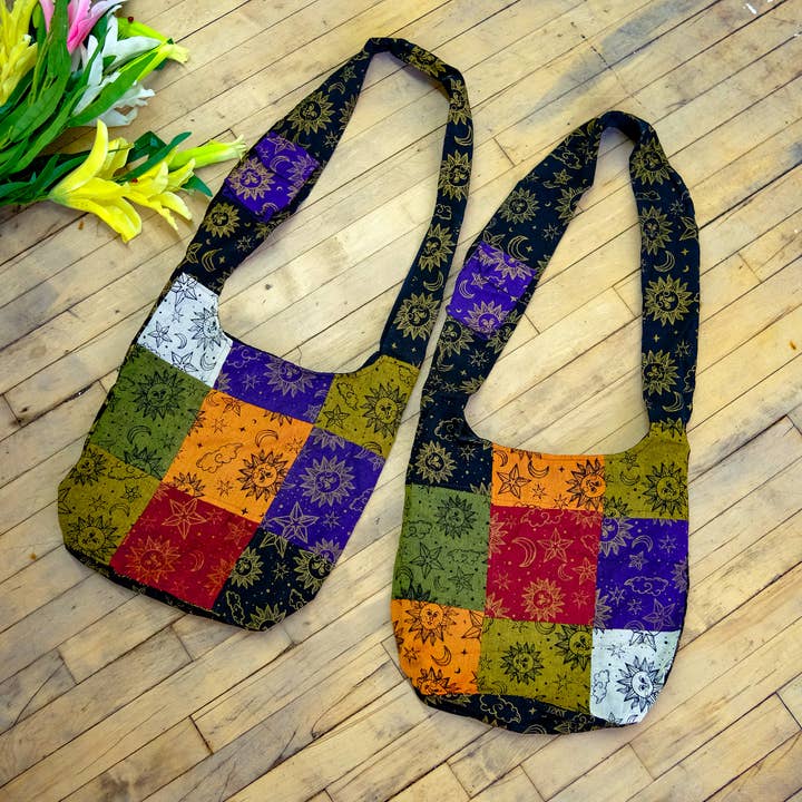Karma Nepal Crafts - Vendita all'ingrosso Tracolla - Donna - Borsa a tracolla Celestial Patchwork in cotone0