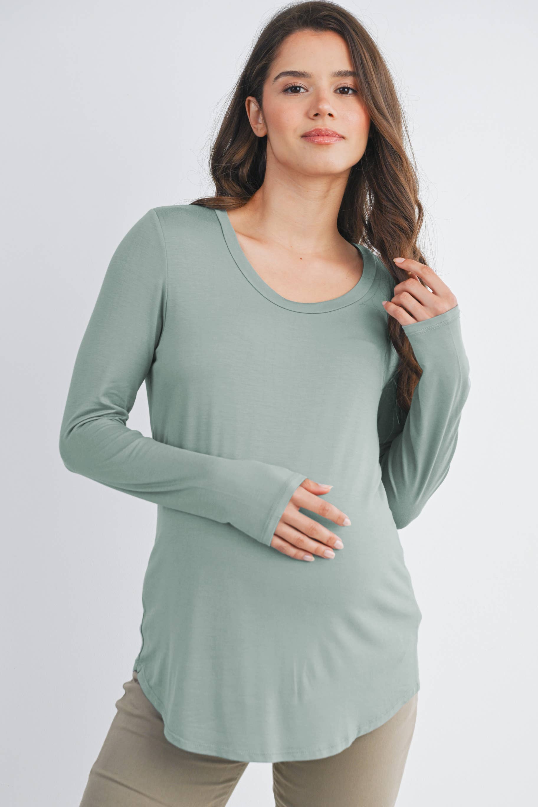 Hello Miz - Vente Haut d'allaitement - Haut d'allaitement maternité à manches longues et encolure dégagée en tissu extensible doux6