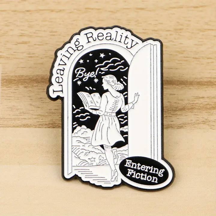 Magnifique Hearts - Wholesale Lapel Pin/Button - Leaving Reality Entering Fiction Enamel Pin, Book Lovers Pin3