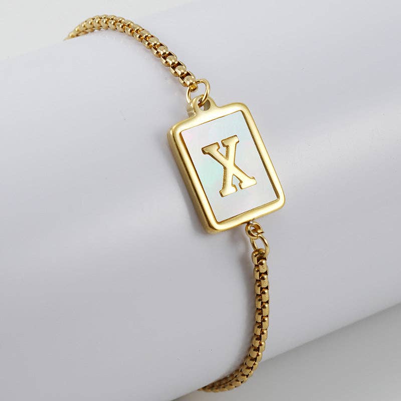 Mio Queena - Wholesale Charm/Dangle Bracelet - Gold-plated Shell Stainless Steel Initial Bracelets23