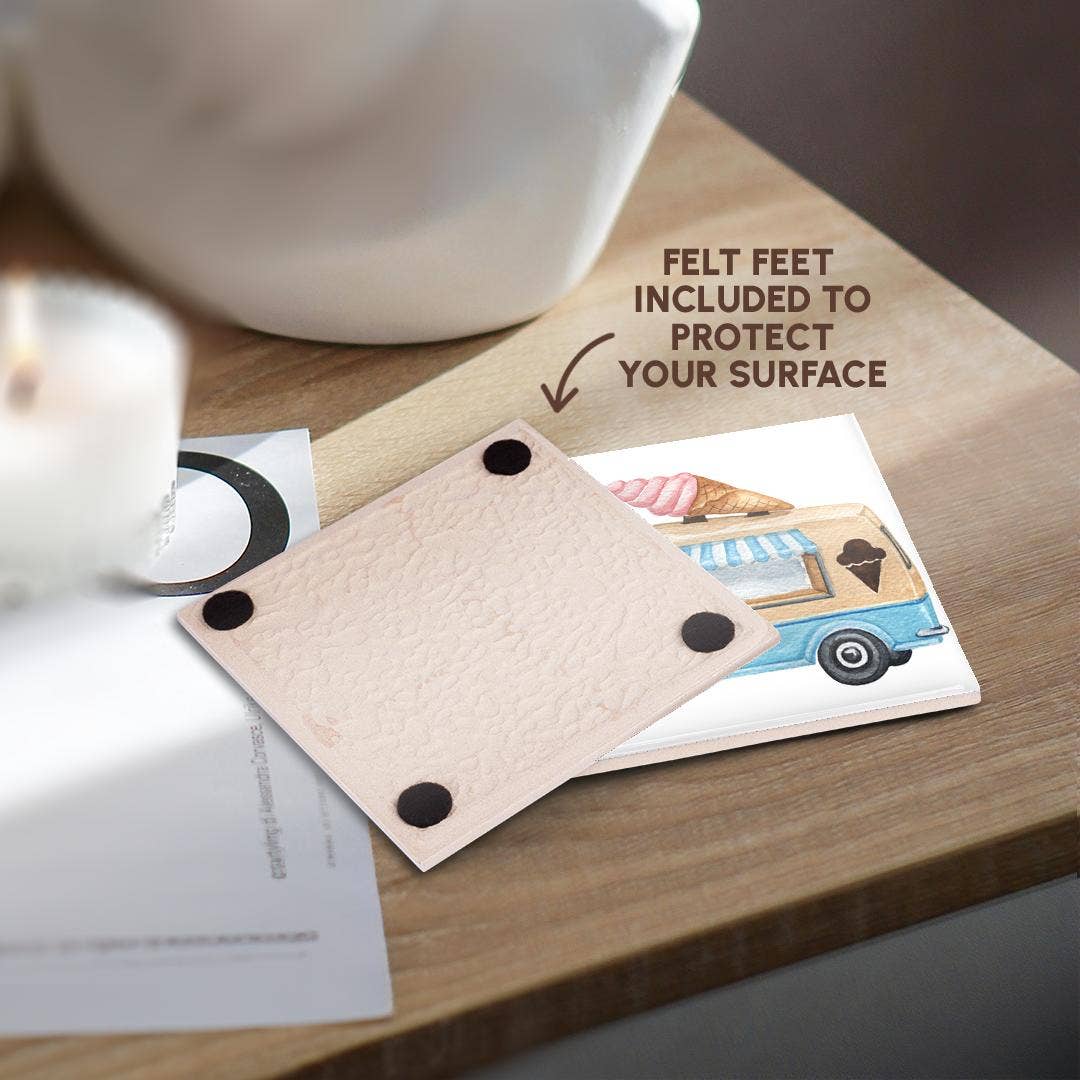 3dRose - Wholesale Coasters - 3dRose, Cute Ice Cream Truck Illustration, Coaster3