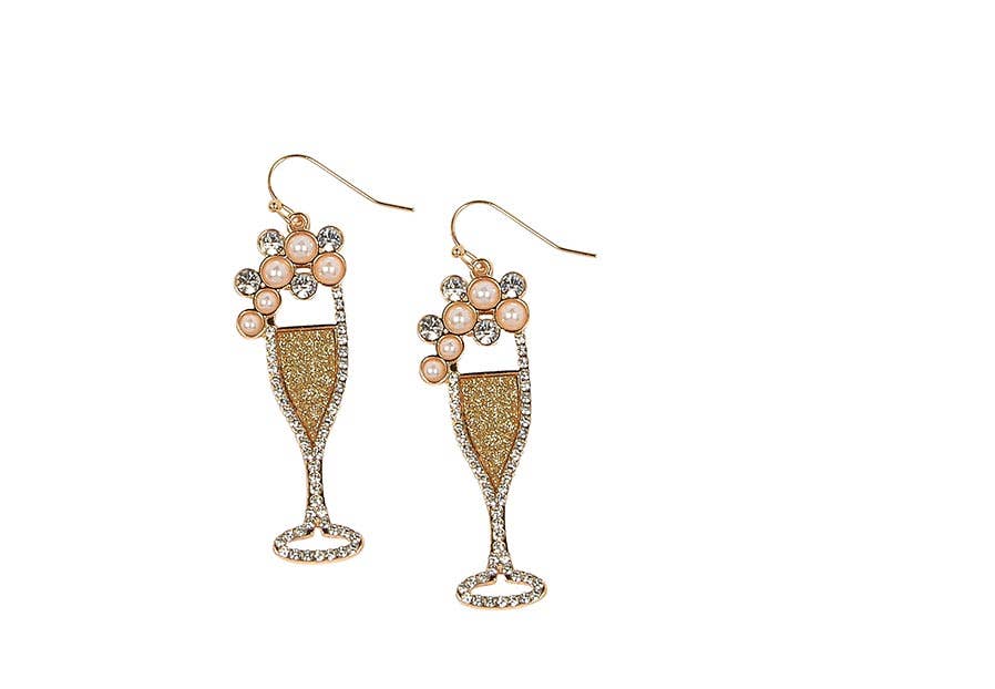 Kaleidoscope Accessories - Wholesale Dangle Earrings - Bubbly Champagne Glass Earrings, 2 Assorted1