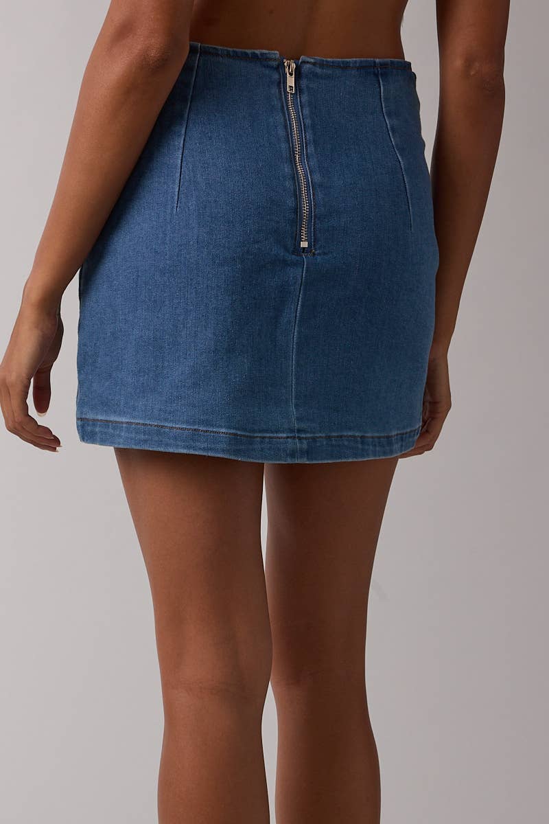 Sky to Moon - Wholesale Skirt - Women's - DENIM ONE-SIDE SLIT SLIM FIT-IN MINI SKORT10
