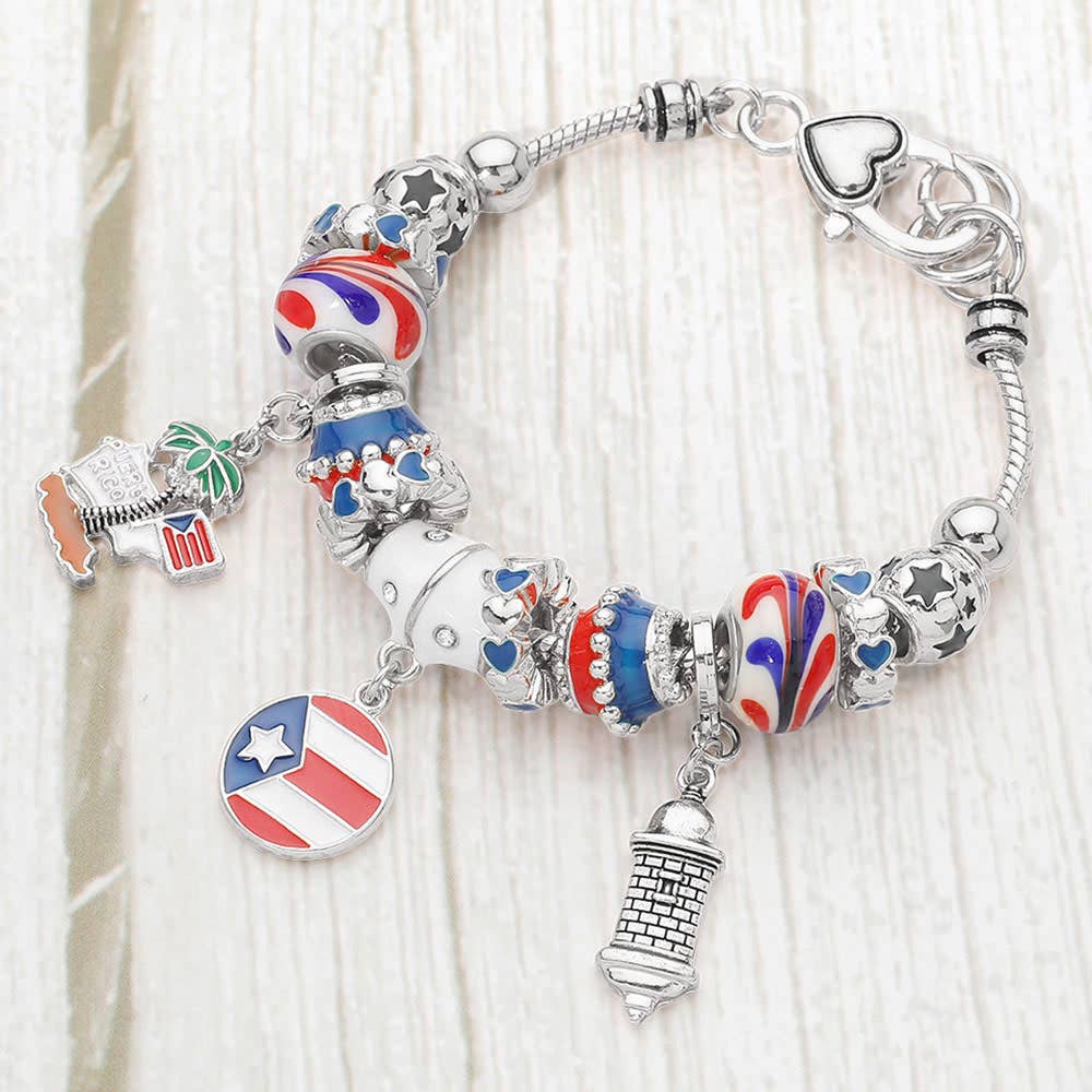 Sensibling Corp. - Wholesale Charm/Dangle Bracelet - Puerto Rico Flag Charm Multi-Bead Bracelet2