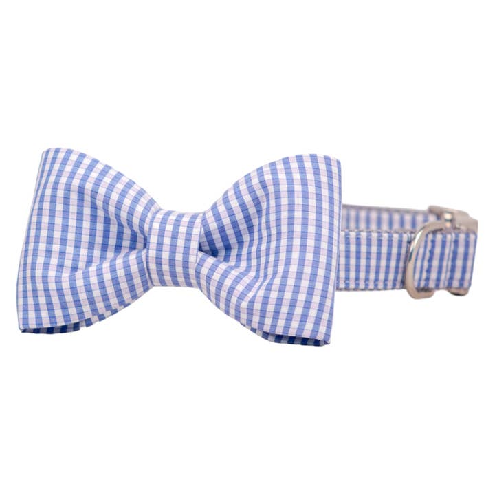 Coastal Gingham Bow Tie Dog Collar for wholesale by Crew LaLa