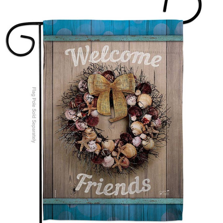 Two Group Flag Co - Wholesale Flag - Flag Welcome Breeze Wreath Nautical Garden House 2-Sided