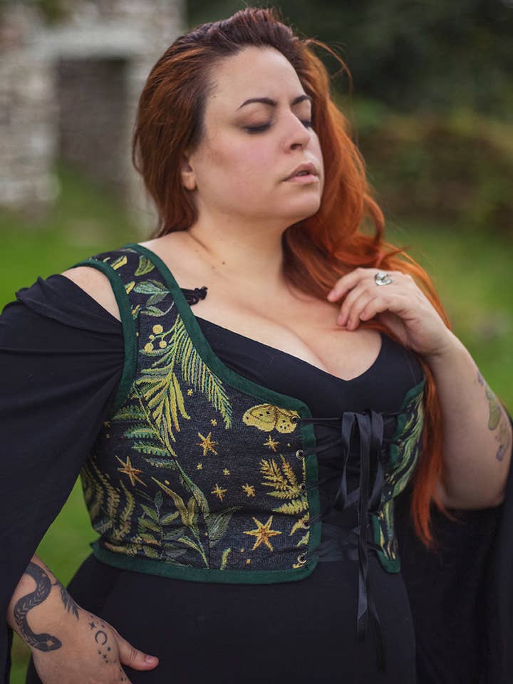 Costurero Real - Vendita all'ingrosso Corsetto - Donna - Corpetto rinascimentale con farfalle, giardino, corsetto in stile cottagecore