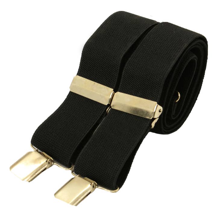 Black plain 35mm gold clip braces CN for wholesale by Dalaco - incorporating David Aster