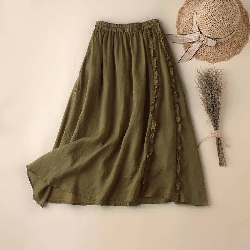 UZ Wholesale Store - Vendita all'ingrosso Gonna - Donna - Mezza gonna elastica in vita tinta unita con bordo a fungo1