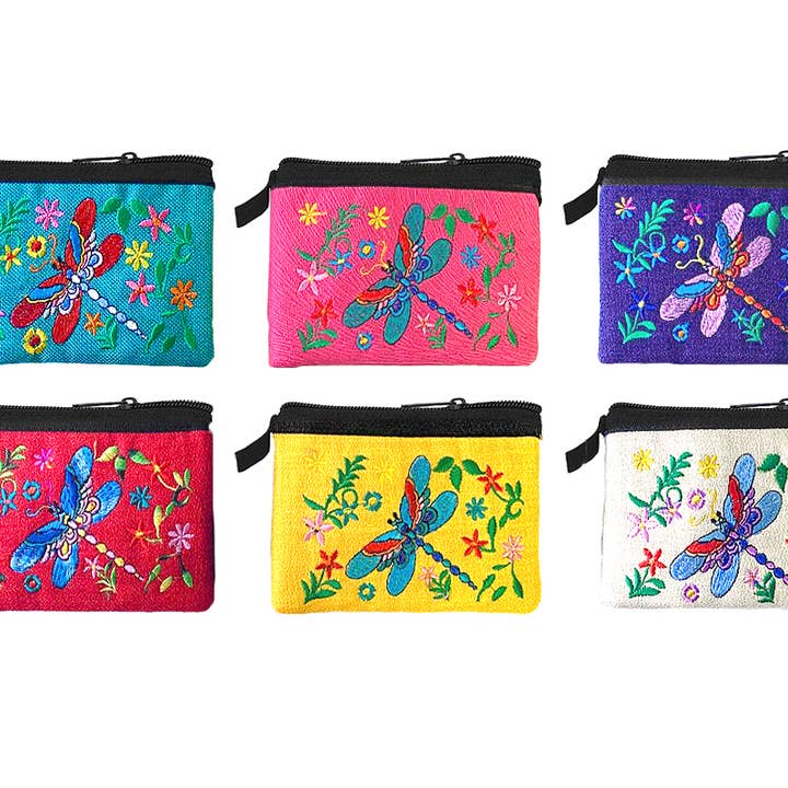 Pichincha - Wholesale Coin Purse - Women's - Embroidered Dragonfly Floral Ecuadorian Coin Purse Pouch0