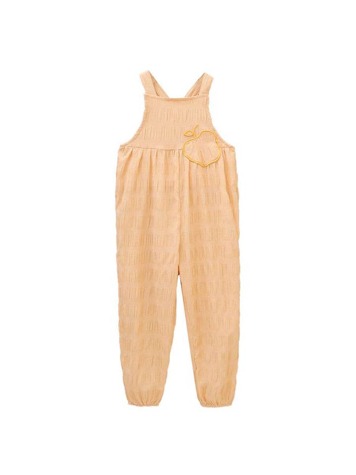 Tuta da bambina con cinturino lungo e ricamo di mele per la vendita all'ingrosso da parte di Dadati