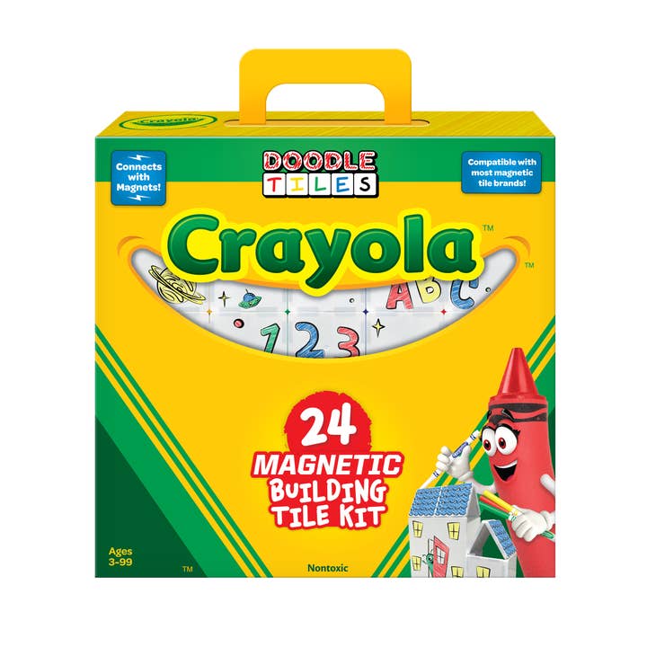 CreateOn - Wholesale Building Set - Kids - Crayola Doodle Tiles Magnetic Tiles 24-Piece Set