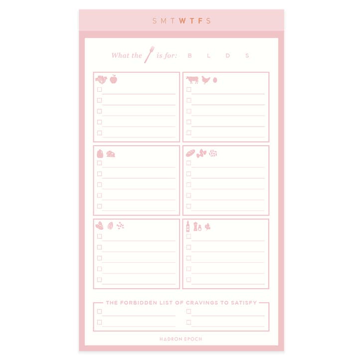 SMTWTFS Shopping List Notepad (2 Colors Available) for wholesale by Hadron Epoch Design Studio