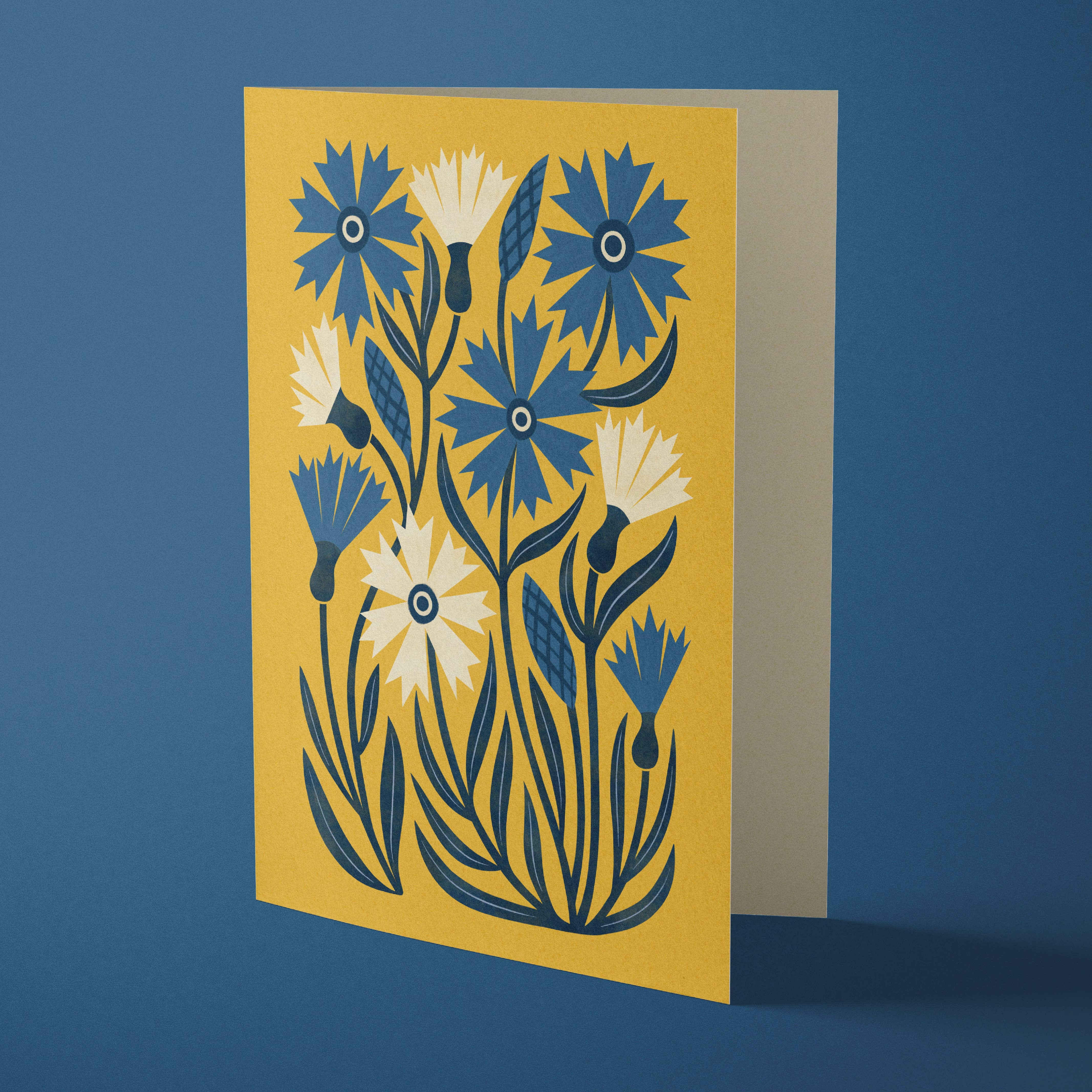 Bird & Co Studio – wholesale Everyday greeting card – Cornflower | Modern-Retro Floral Reusable Greeting Card1