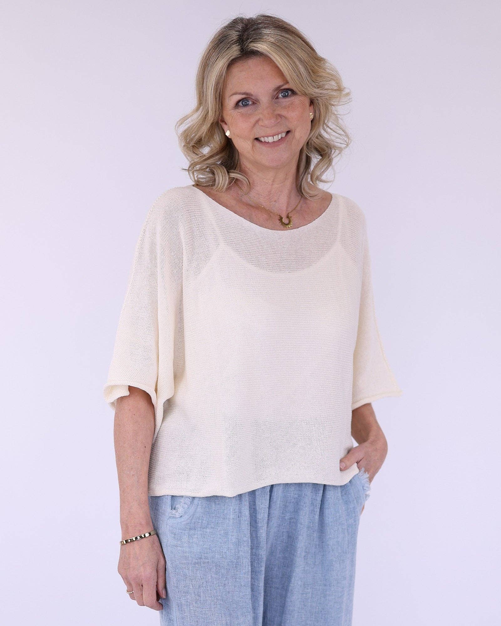 Cadenza Italy Ltd - Vendita all'ingrosso Top in maglia - Donna - Top corto a tunica in misto cotone5