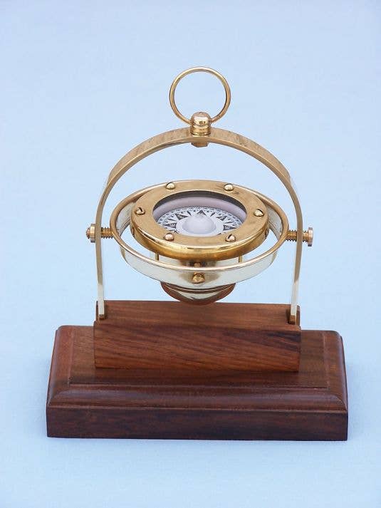 Hampton Nautical - Wholesale Navigational compass - Antique Brass Executive Desk Gimbal Compass 8"2