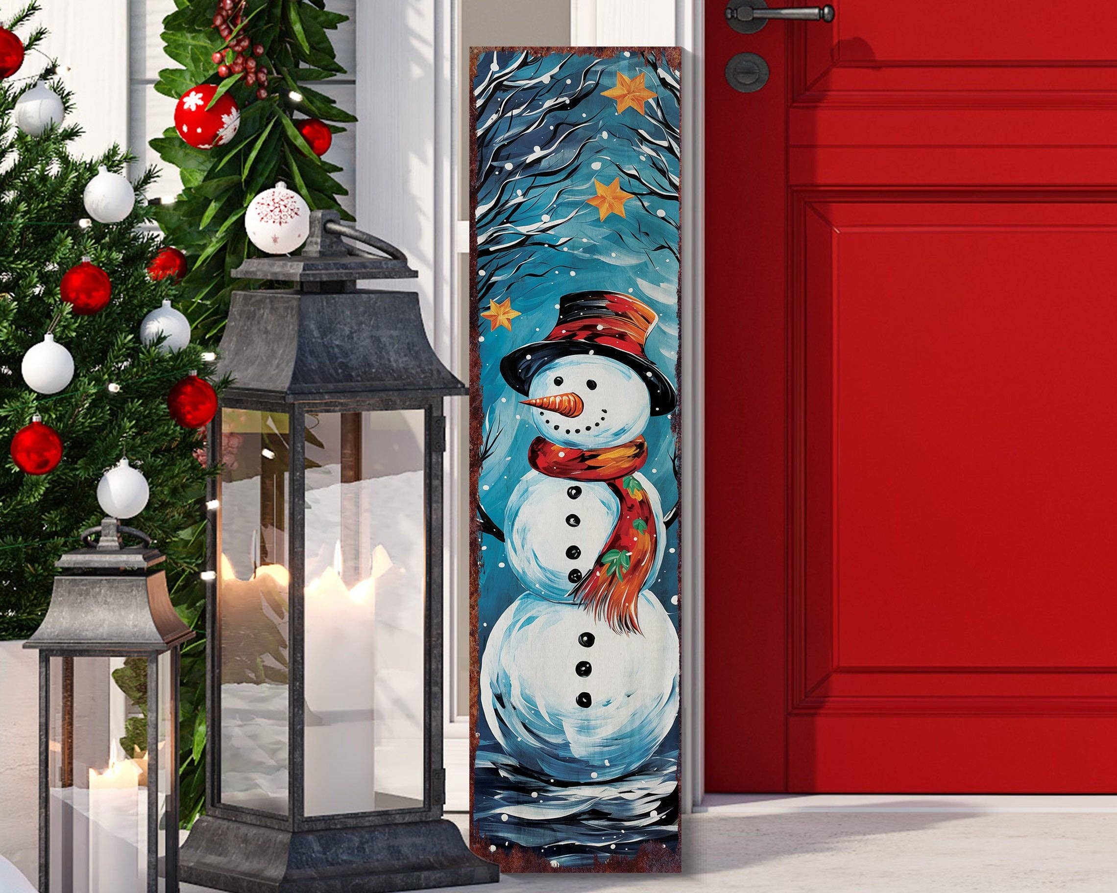TX USA Corporation - Wholesale Outdoor Sign - 36" Cheerful Snowman Christmas Porch Sign | Outdoor Holiday Welcome Decor2