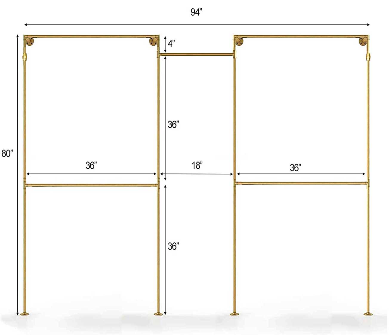 SERENITA - Venta al por mayor Percheros - Barra para ropa montada en pared estilo industrial en hierro maleable dorado naranja1