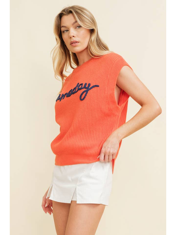 Cloud Ten - Wholesale Sweater Vest - Women's - CSW10210-1 - 'GAMEDAY" EMBROIDERED SLEEVELESS SWEATER VEST7