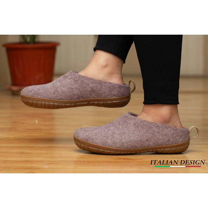 Woollyes Inc - Wholesale Slippers – Unisex - Outdoor Open Heel Slippers With Rubber Sole - Lavender1