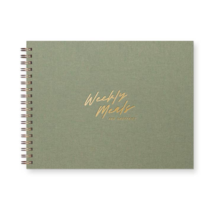 Script Weekly Meals Meal Planner : Sage Green Linen for wholesale by Ruff House Print Shop