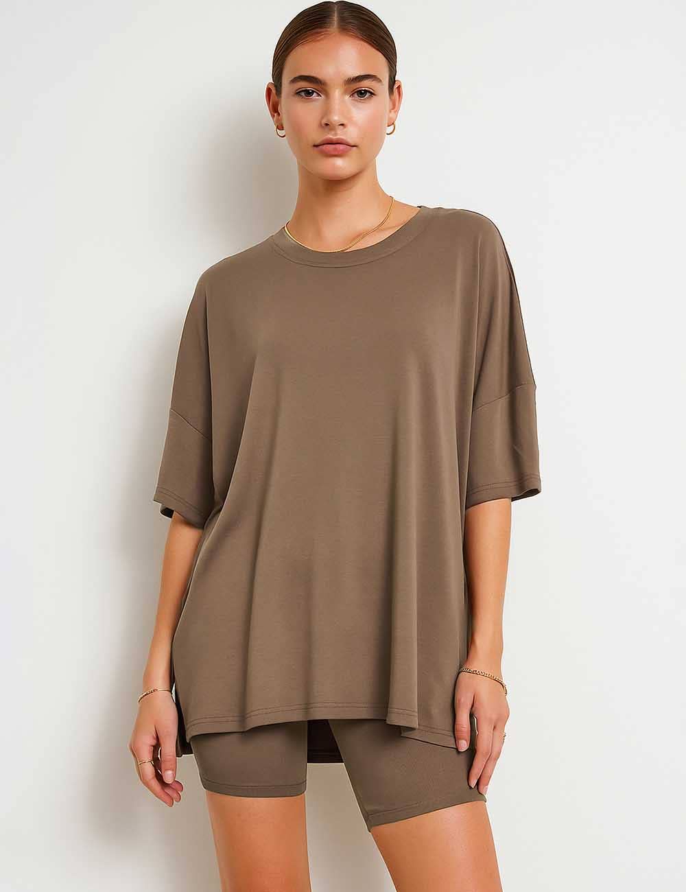 Sweetkama - Wholesale Lounge Set - Women's - Ladies Loose Top and Shorts 2PCS Casual Tee Set SKST2312938