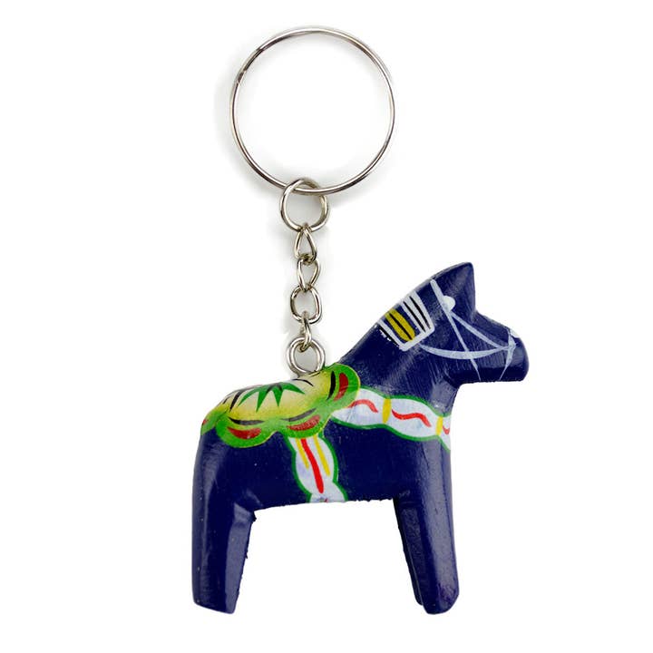 European Heritage Gifts - Wholesale Keychain - Unisex - Blue Dala Horse with Key Ring