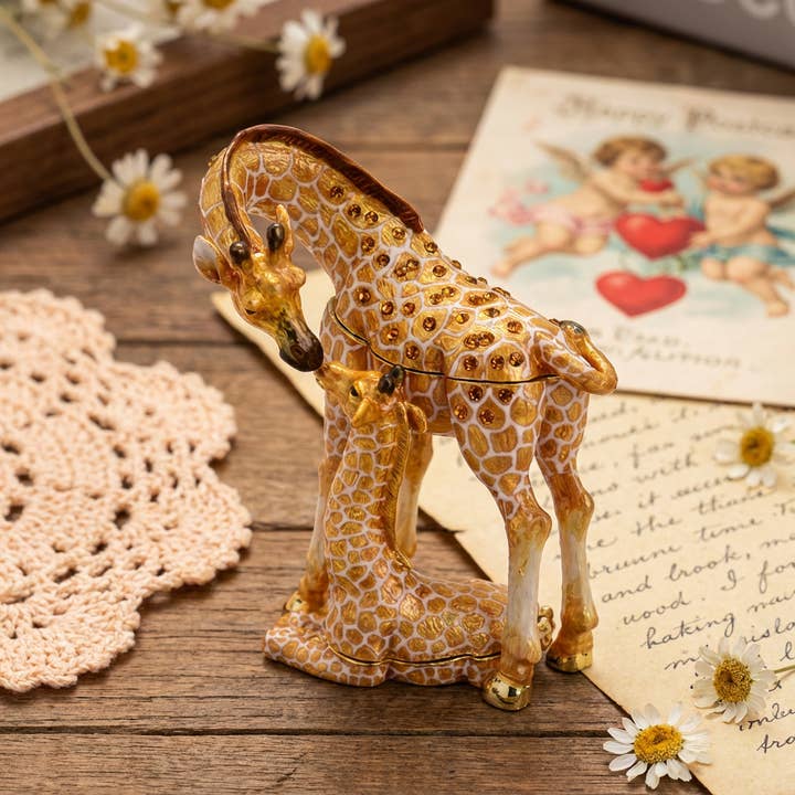 Mother & Baby Giraffe Trinket Box for wholesale by Verdivine