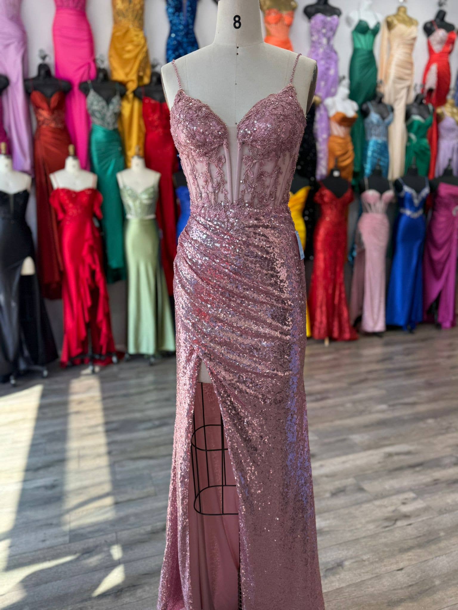 La Veneto - Wholesale Dress - Women's - DRAPED SEQUIN GOWN4