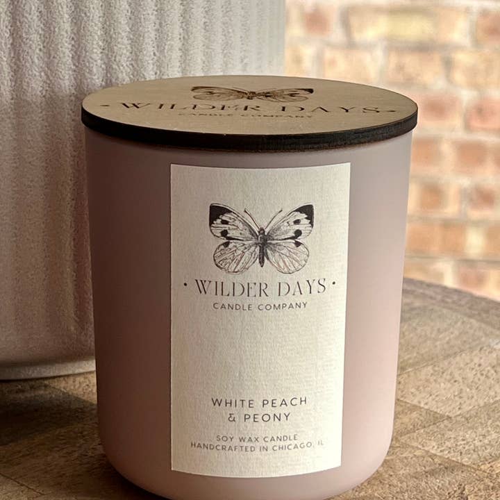 Wilder Days Candle Company - Wholesale Jar/Filled Candle - White Peach & Peony | Wood Wick Soy Candle4