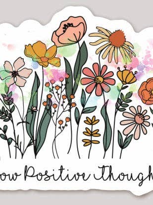 Grow Positive Thoughts Waterproof Sticker for wholesale by The Inspiration Haven