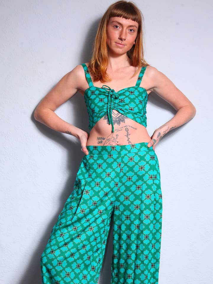 SS0022 Pleat Trouser - Clover for wholesale by Emma's Emporium