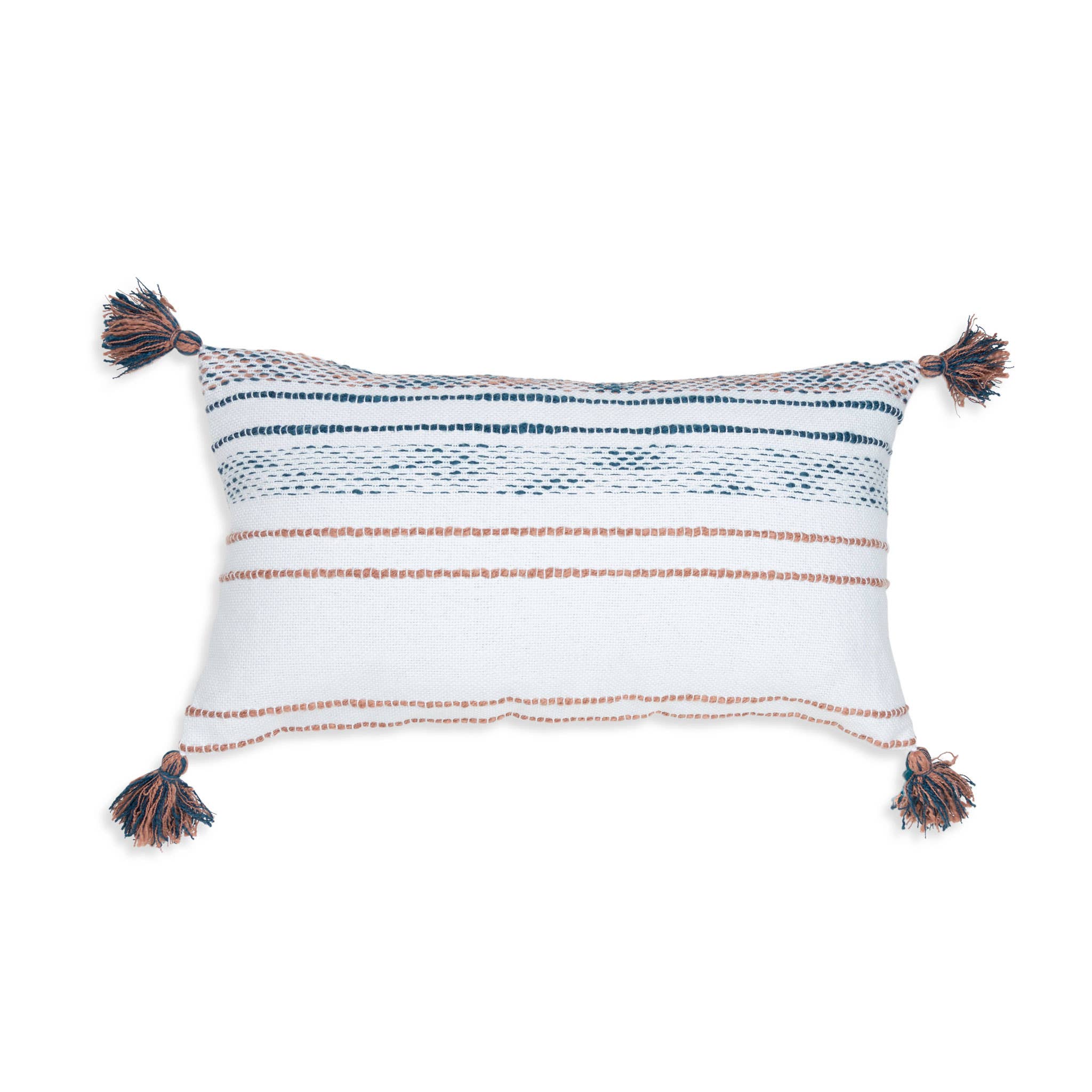 Elsie & Zoey - Wholesale Lumbar Pillow - Tylanne 12X22" Handwoven Striped Indoor/Outdoor Throw Pillow1