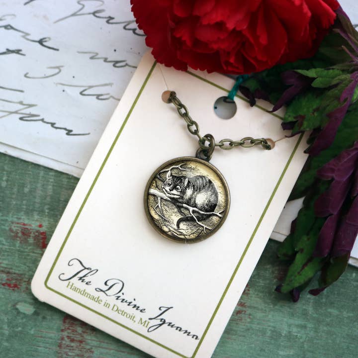 The Divine Iguana - Wholesale Pendant/Charm Necklace - Alice in Wonderland Victorian Cheshire Cat Pendant Necklace5