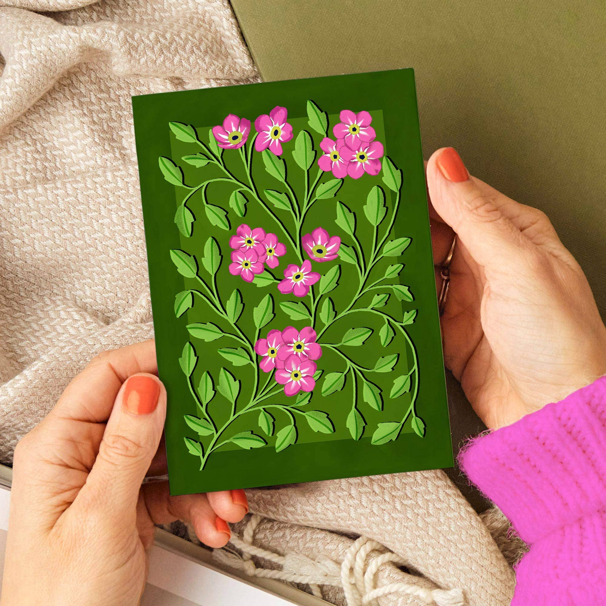 Natalie Lea Owen - Wholesale Gewone wenskaart - Botanische Roze en Groene Kaart | Gewoon Omdat, Voor Elke Gelegenheid2