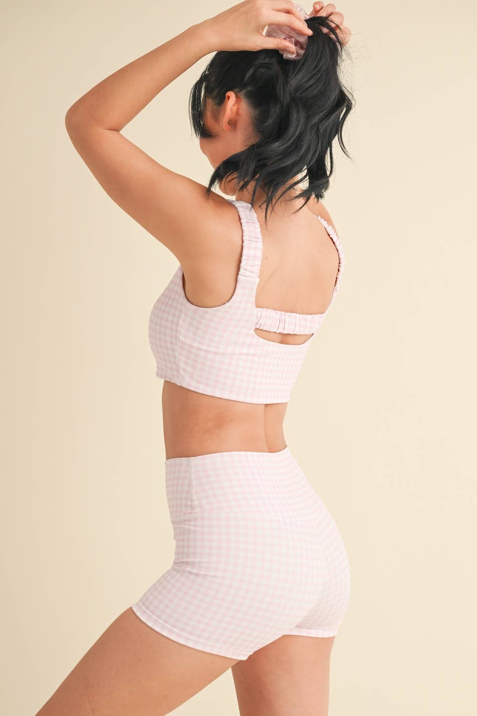 KIMBERLY C - Wholesale Sports Bra - Women's - Gingham Print Ruched Bra Top93