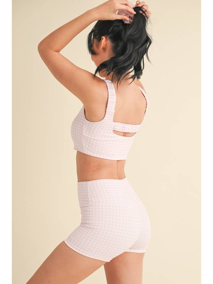 KIMBERLY C - Wholesale Sports Bra - Women's - Gingham Print Ruched Bra Top93