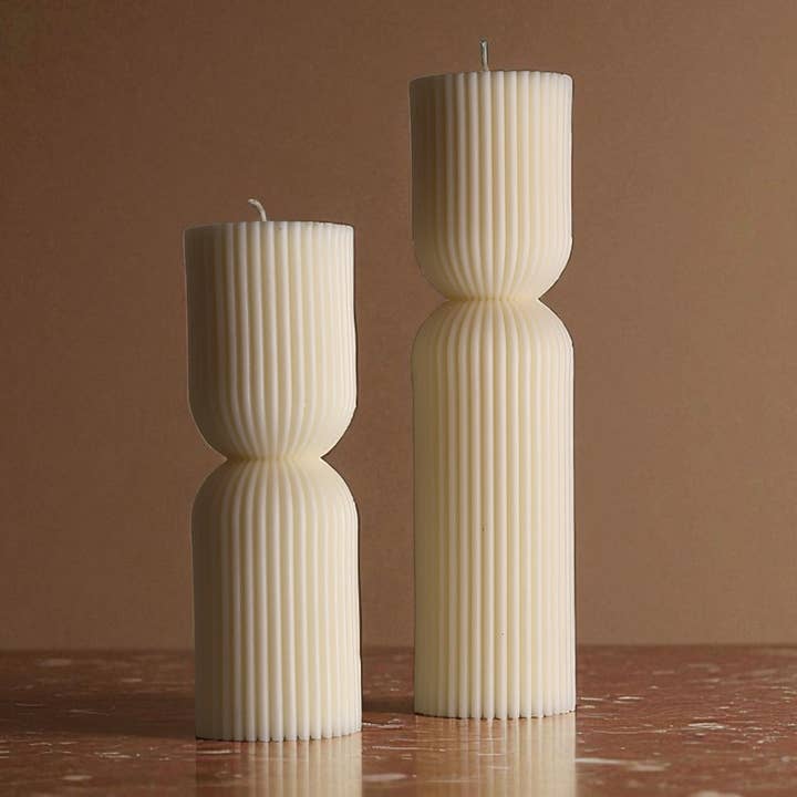 Large Decorative Ribbed Pillar Candle for wholesale by Agaboo Candle