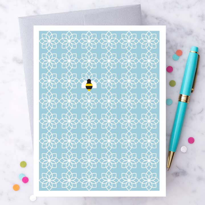 BE01- Honeybee Notecard - Sky Blue for wholesale by Design With Heart