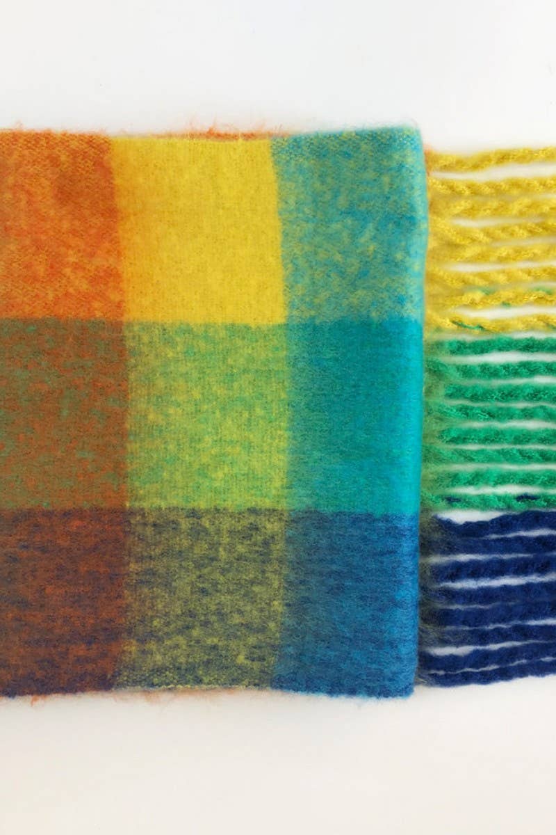 NINEXIS - Wholesale Scarf - Women's - CWASC03407_COLOR PLAID FUZZY WARM SCARF WINTER THICK SHAWL1