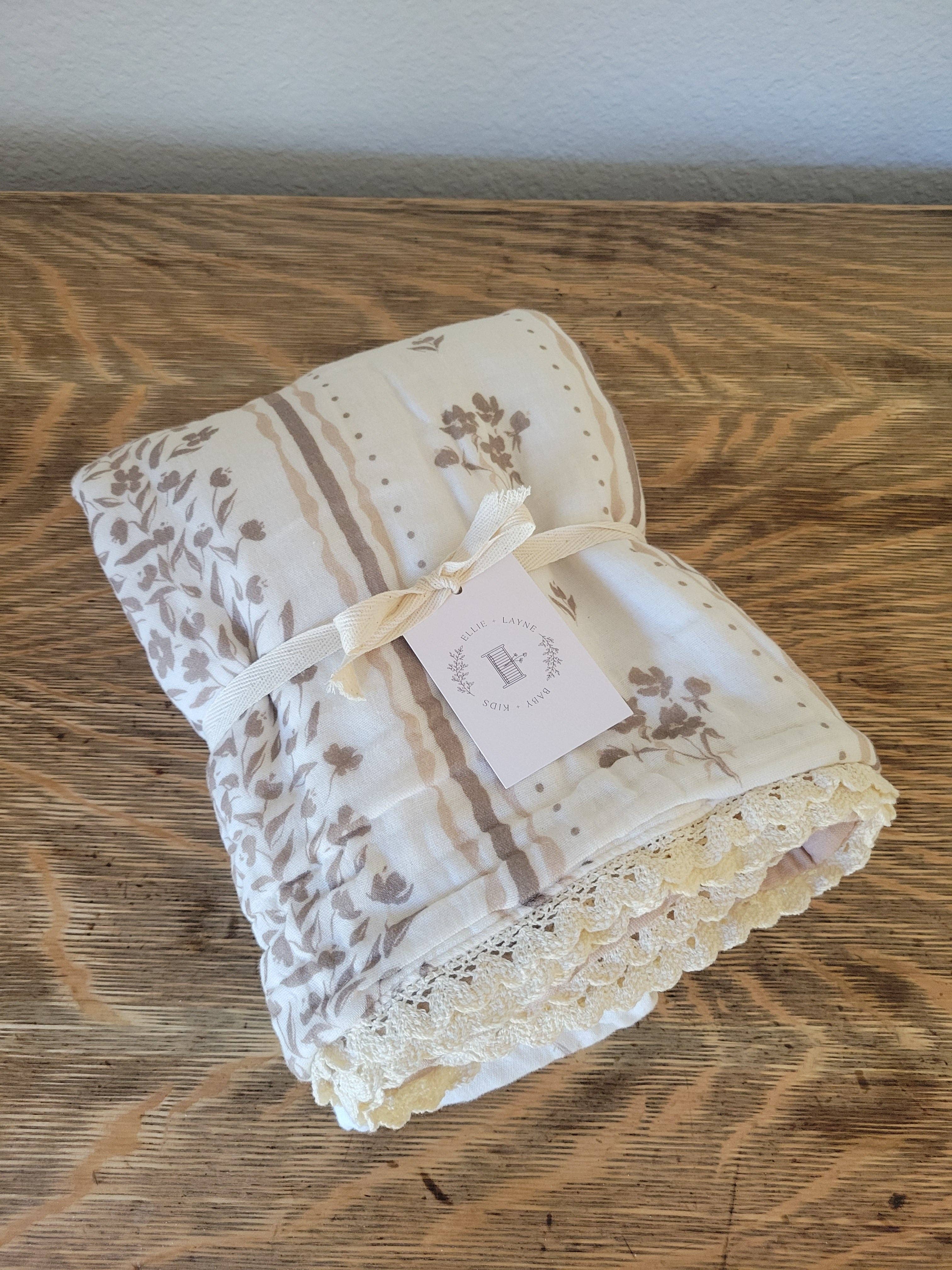 Ellie and Layne - Wholesale Bedding blanket – Kids & Baby - Lettie Floral QUILTED 6 Layer Gauze Blanket4