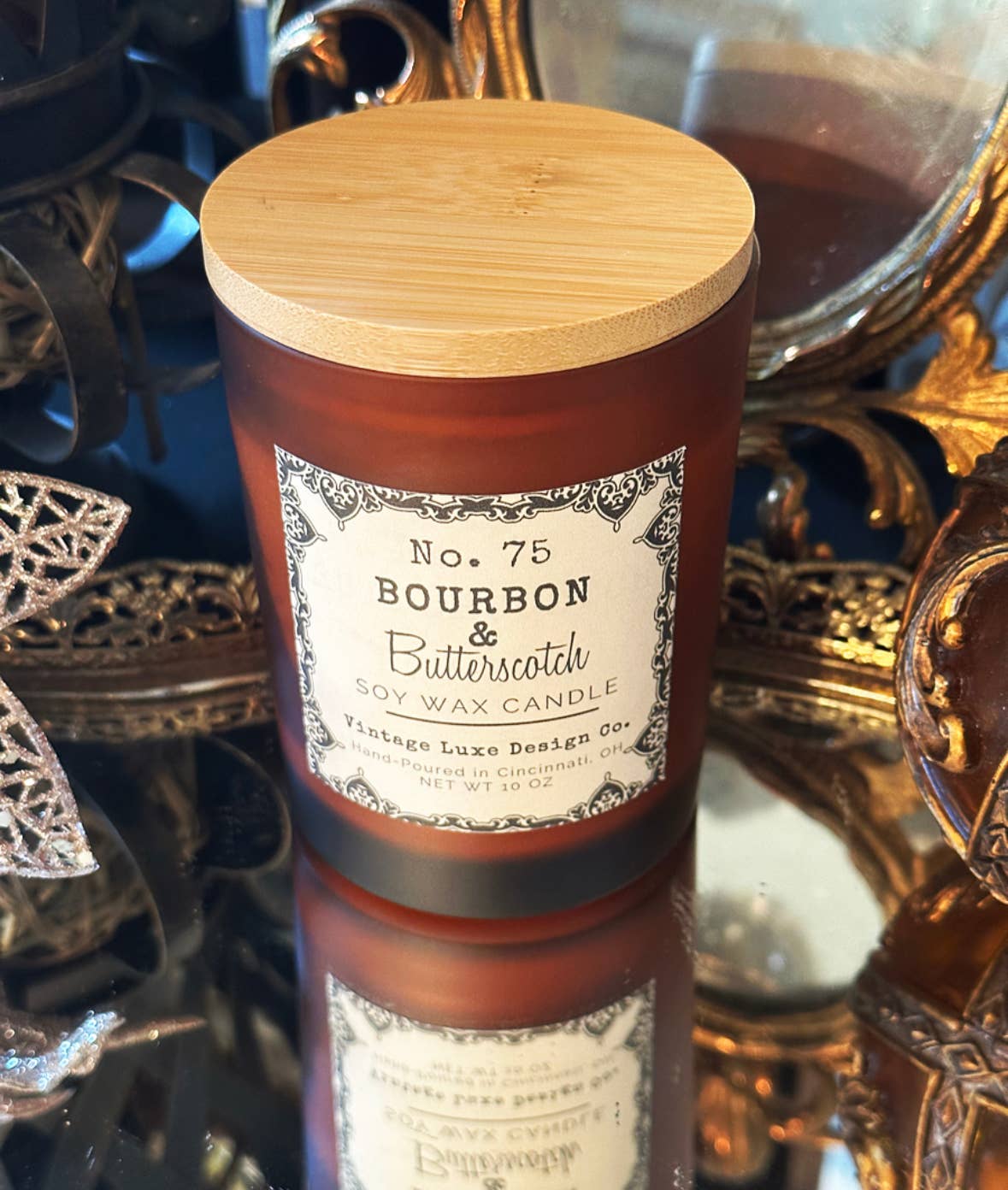 Vintage Luxe Design Co. - Wholesale Jar/Filled Candle - Bourbon Butterscotch 10 Oz. Soy Wax Candle * Vintage Luxury4